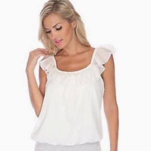 Green Envelope Ruffle Flounce Sleeveless Top